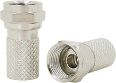 Ideal - Straight, F Type Crimp Coaxial Connector - Compatible with RG6, Brass Contact, Brass Body - Exact Tool & Supply