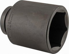 Proto - 1" Drive 75mm Deep Impact Socket - 6 Points, 5-1/4" OAL - Exact Tool & Supply
