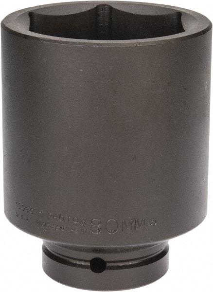 Proto - 1" Drive 80mm Deep Impact Socket - 6 Points, 5-1/2" OAL - Exact Tool & Supply
