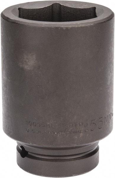 Proto - 1" Drive 55mm Deep Impact Socket - 6 Points, 4-1/2" OAL - Exact Tool & Supply
