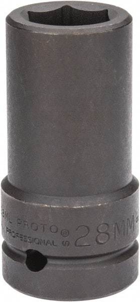 Proto - 1" Drive 28mm Deep Impact Socket - 6 Points, 4" OAL - Exact Tool & Supply