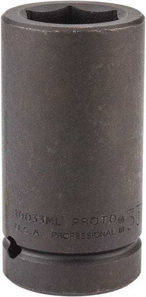 Proto - 1" Drive 33mm Deep Impact Socket - 6 Points, 4" OAL - Exact Tool & Supply