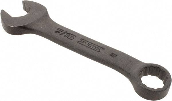 Proto - 7/16" 12 Point Offset Combination Wrench - 15° Offset Angle, 4-1/16" OAL, Steel, Black Finish - Exact Tool & Supply