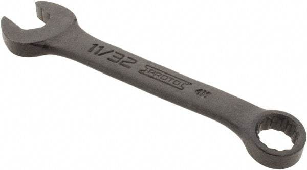 Proto - 11/32" 12 Point Offset Combination Wrench - 15° Offset Angle, 3-5/8" OAL, Steel, Black Finish - Exact Tool & Supply