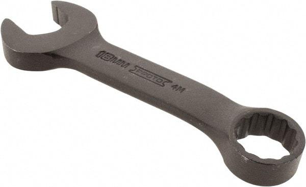 Proto - 18mm 12 Point Offset Combination Wrench - 15° Offset Angle, 5-1/4" OAL, Steel, Black Finish - Exact Tool & Supply