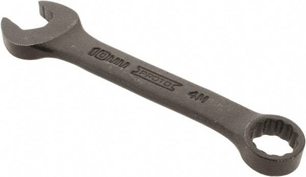 Proto - 10mm 12 Point Offset Combination Wrench - 15° Offset Angle, 3-3/4" OAL, Steel, Black Finish - Exact Tool & Supply
