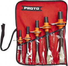 Proto - 5 Piece Tethered Cold Chisel Set - Steel, Sizes Included 5/16 to 5/8" - Exact Tool & Supply