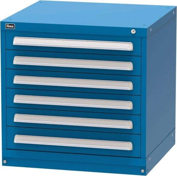 Vidmar - 6 Drawer, Modular Storage Cabinet - Steel, 30" Wide x 27-3/4" Deep x 30" High, Blue - Exact Tool & Supply
