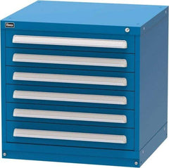 Vidmar - 6 Drawer, Modular Storage Cabinet - Steel, 30" Wide x 27-3/4" Deep x 30" High, Blue - Exact Tool & Supply
