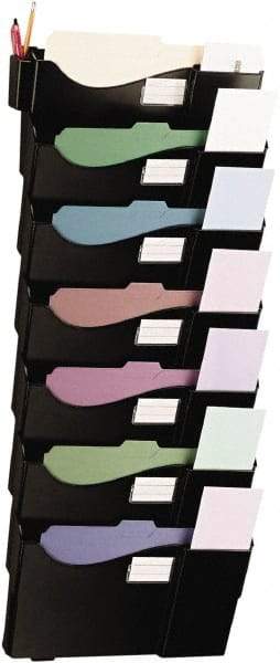 UNIVERSAL - 16" Wide x 4-3/4" Deep x 8-1/2" High, 7 Compartments, Plastic Wall File - Black, 16" Compartment Width x 4-3/4" Compartment Depth x 38-1/4" Compartment Height - Exact Tool & Supply