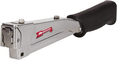 Arrow - Manual Hammer Tacker - 1/4, 5/16, 3/8" Staples, 82 Lb Capacity, Chrome & Black, Chrome Plated Steel - Exact Tool & Supply
