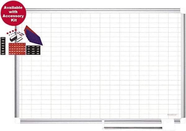 MasterVision - 36" High x 48" Wide Magnetic Dry Erase Calendar - Steel - Exact Tool & Supply