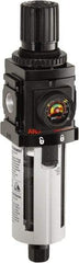ARO/Ingersoll-Rand - 3/8" NPT Port Compact 1 Piece Filter/Regulator FRL Unit - Polycarbonate Bowl, 90 SCFM, 150 Max psi, 916" High x 2.205" Long, Automatic Drain - Exact Tool & Supply