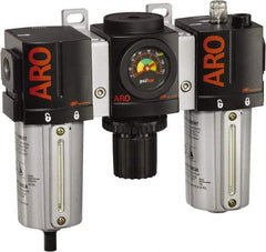 ARO/Ingersoll-Rand - 3/4" NPT Port Standard 3 Piece Filter-Regulator-Lubricator FRL Unit - Metal Bowl, 171 SCFM, 250 Max psi, 7.9" High x 8.693" Long, Manual Drain - Exact Tool & Supply