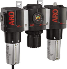 ARO/Ingersoll-Rand - 3/4" NPT Port Heavy Duty 3 Piece Filter-Regulator-Lubricator FRL Unit - Metal Bowl, 199 SCFM, 250 Max psi, 10.75" High x 11.102" Long, Manual Drain - Exact Tool & Supply