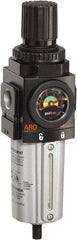 ARO/Ingersoll-Rand - 1/2" NPT Port Standard 1 Piece Coalescing Filter/Regulator FRL Unit - Metal Bowl, 172 SCFM, 250 Max psi, 104" High x 2.756" Long, Manual Drain - Exact Tool & Supply