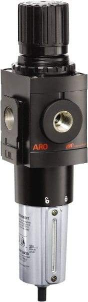 ARO/Ingersoll-Rand - 3/4" NPT Port Heavy Duty 1 Piece Filter/Regulator FRL Unit - Metal Bowl, 236 SCFM, 250 Max psi, 13.642" High x 4.091" Long, Manual Drain - Exact Tool & Supply