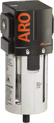 ARO/Ingersoll-Rand - 3/8" Port, 7.913" High x 2.874" Wide Standard Filter with Polycarbonate Bowl, Automatic Drain - 156 SCFM, 150 Max psi, 125°F Max Temp, Modular Connection, Bowl Guard, 2.3 oz Bowl Capacity - Exact Tool & Supply