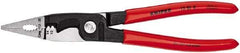 Knipex - 12 AWG to 14 AWG Stripping, 20 AWG Crimping, 19/32" Cutting Capacity Wire Stripper/Crimper - 8" OAL, Plastic Dipped Handle - Exact Tool & Supply