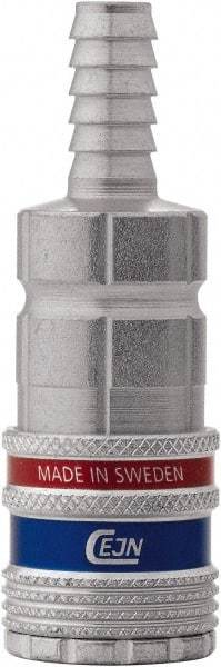 CEJN - Hose Barb European High Flow Pneumatic Hose Safety Coupler - Steel/Brass, 1/4" Body Diam, 1/2" Hose ID - Exact Tool & Supply