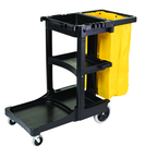 Cleaning Cart w/zipper Red yellow vinyl bag (20.8 gal capacity) Non-marking 8" wheels and 4" casters - Exact Tool & Supply