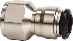 Value Collection - 5mm Outside Diam, 1/8 BSPP, Nickel Plated Brass Push-to-Connect Tube Female Connector - 250 Max psi, Tube to Female BSPP Connection, Buna O-Ring - Exact Tool & Supply