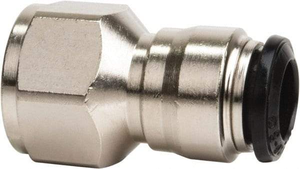 Value Collection - 8mm Outside Diam, 1/4 BSPP, Nickel Plated Brass Push-to-Connect Tube Female Connector - 250 Max psi, Tube to Female BSPP Connection, Buna O-Ring - Exact Tool & Supply