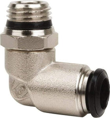 Value Collection - 10mm Outside Diam, 1/2 Universal, Nickel Plated Brass Push-to-Connect Tube Male Swivel Elbow - 250 Max psi, Tube to Universal Thread Connection, Buna O-Ring - Exact Tool & Supply