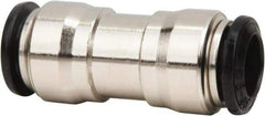 Value Collection - 10mm Outside Diam, Nickel Plated Brass Push-to-Connect Tube Union - 250 Max psi, Tube to Tube Connection, Buna O-Ring - Exact Tool & Supply