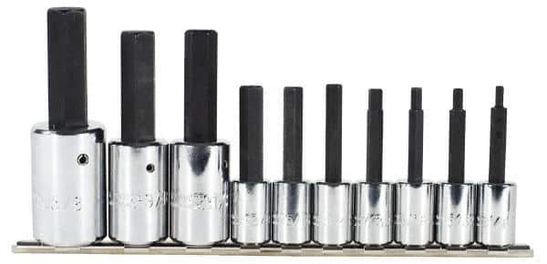 Proto - 10 Piece 3/8 & 1/2" Drive Inch Tethered Hex Bit Socket Set - 1/8 to 5/8" Hex - Exact Tool & Supply