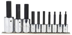 Proto - 10 Piece 3/8 & 1/2" Drive Inch Tethered Hex Bit Socket Set - 1/8 to 5/8" Hex - Exact Tool & Supply
