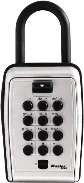 Master Lock - 3-1/8" Wide x 6.8" Overall Height, Push Button Combination, Portable Key Safe - Zinc Finish - Exact Tool & Supply