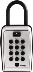 Master Lock - 3-1/8" Wide x 6.8" Overall Height, Push Button Combination, Portable Key Safe - Zinc Finish - Exact Tool & Supply