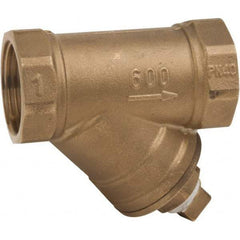 Value Collection - 1-1/4" Pipe, Female NPT Ends, Forged Brass Y-Strainer - 600 psi WOG Rating, 150 psi WSP Rating - Exact Tool & Supply