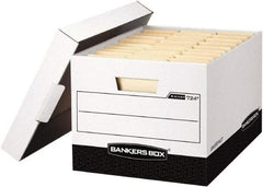 BANKERS BOX - 1 Compartment, 12-3/4" Wide x 10-3/8" High x 16-1/2" Deep, Storage Box - Corrugated Cardboard, White/Black - Exact Tool & Supply