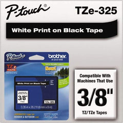 Brother - 3/8" Wide x 314.4" Long, Black Plastic/Paper Tape Cassette - For Label Maker - Exact Tool & Supply
