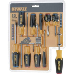 DeWALT - 10 Piece Slotted & Phillips Screwdriver Set - Color Coded Handle, Blade Sizes: Length 6, Width 3/16, 1/4 & 1/8, Bit Sizes: Philips #0 to #2, Tip Thickness: 1/8, 3/16 & 1/4 - Exact Tool & Supply