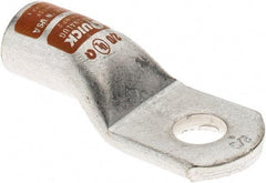 Made in USA - 2/0 AWG Noninsulated Crimp Connection D Shaped Ring Terminal - 3/8" Stud, Tin Plated Copper Contact - Exact Tool & Supply