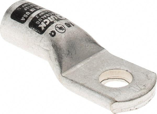 Made in USA - 1/0 AWG Noninsulated Crimp Connection D Shaped Ring Terminal - 3/8" Stud, Tin Plated Copper Contact - Exact Tool & Supply