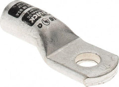 Made in USA - 1/0 AWG Noninsulated Crimp Connection D Shaped Ring Terminal - 3/8" Stud, Tin Plated Copper Contact - Exact Tool & Supply