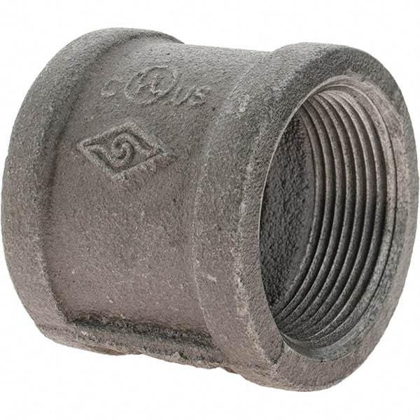 Value Collection - Size 1-1/2", Class 150, Malleable Iron Black Pipe Coupling - 150 psi, Threaded End Connection - Exact Tool & Supply