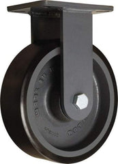 Hamilton - 10" Diam x 3" Wide x 12-1/2" OAH Top Plate Mount Rigid Caster - Polyurethane Mold onto Cast Iron Center, 3,900 Lb Capacity, Sealed Precision Ball Bearing, 5-1/4 x 7-1/4" Plate - Exact Tool & Supply