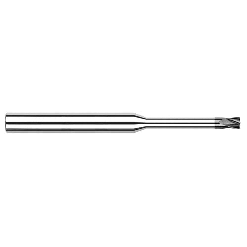 Diamond End Mills for Non-Ferrous Materials - CVD Diamond - 0.0620″ (1/16″) Cutter Diameter × 0.0100″ Radius × 0.0930″ (3/32″) Length of Cut × 0.7500″ (3/4″) Reach Carbide Corner Radius End Mill, 4 Flutes, CVD Diamond Coated - Exact Tool & Supply