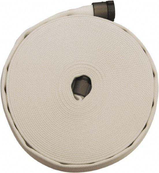 Dixon Valve & Coupling - 2-1/2" ID, 135 Working psi, White Polyester/Rubber Fire Hose, Single Jacket - Male x Female NST (NH) Ends, 100' Long, 405 Burst psi - Exact Tool & Supply