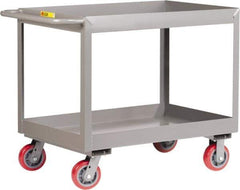 Little Giant - 3,600 Lb Capacity, 30" Wide x 65-1/2" Long x 36-1/2" High Deep Shelf Cart - 2 Shelf, Steel, 2 Rigid/2 Swivel Casters - Exact Tool & Supply