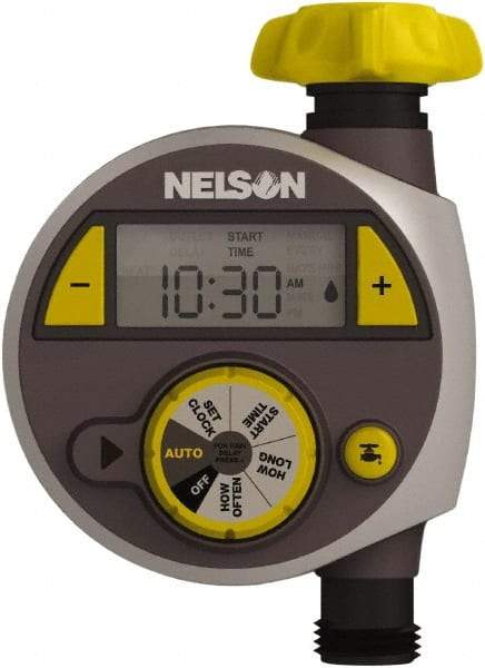 Nelson - Electronic Lawn Sprinkler Timer - 2 Watering Modes, 1 Outlet, 3/4-18 National Hose Thread - Exact Tool & Supply