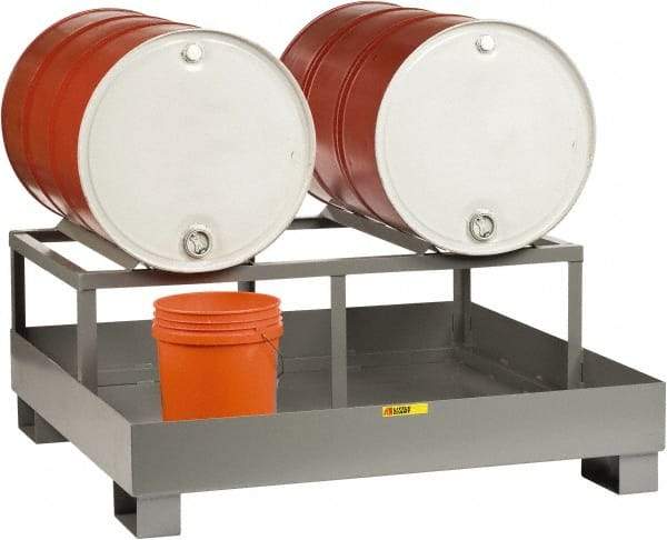 Little Giant - 66 Gal Sump, 2 Drum, Steel Drum Rack - 51" Long x 51" Wide x 22" High - Exact Tool & Supply