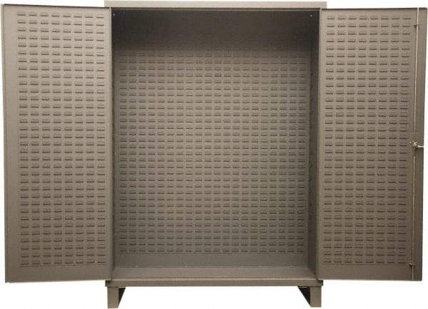 Durham - Locking Storage Cabinet - Steel, 72" Wide x 24" Deep x 84" High, Gray - Exact Tool & Supply