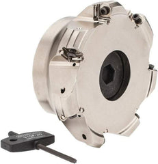 Seco - 3.94" Cut Diam, 1-1/2" Arbor Hole, 0.118" Max Depth of Cut, 40° Indexable Chamfer & Angle Face Mill - 7 Inserts, ON.U 05 Insert, Right Hand Cut, 7 Flutes, Through Coolant, Series Double Octo 05 - Exact Tool & Supply