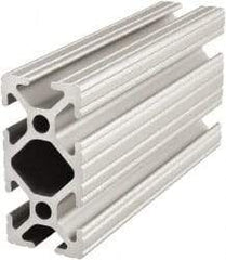 80/20 Inc. - 48 Inches Long x 1 Inch Wide x 2 Inches High, T Slotted Aluminum Extrusion - 0.7914 Square Inches, Clear Anodized Finish - Exact Tool & Supply
